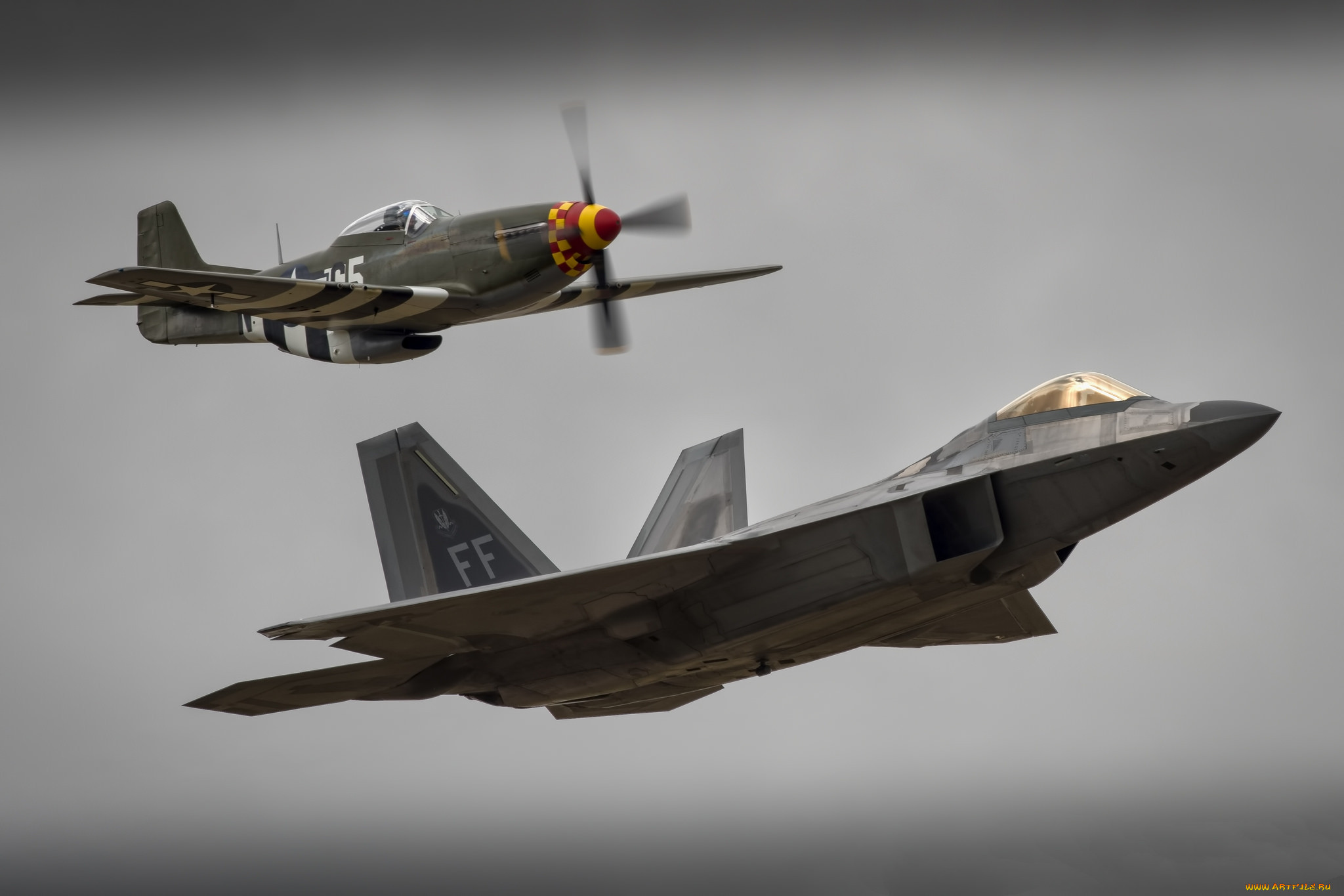 f-22 raptor & p-51 mustang, ,  , 